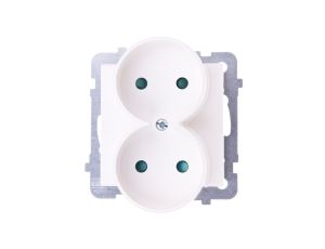 SONATA Gniazdo podwójne b/u z przesłonami ecru GP-2RRP/m/27
