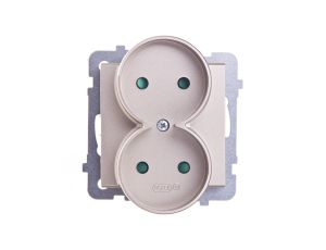 SONATA Gniazdo podwójne b/u z przesłonami szampański złoty GP-2RRP/m/39