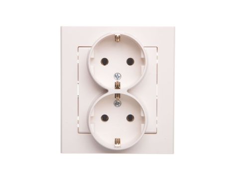 SONATA Gniazdo podwójne z/u Schuko ecru GP-2RS/27