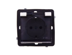SONATA Gniazdo bryzgoszczelne z/u Schuko IP44 klapka przezroczysta ecru GPH-1RS/m/27/d