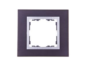 Simon 82 Ramka pojedyncza metalowa inox czarny/ ramka pośrednia aluminium 82917-38