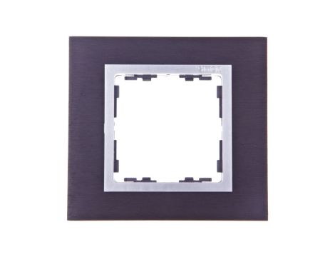 Simon 82 Ramka pojedyncza metalowa inox czarny/ ramka pośrednia aluminium 82917-38