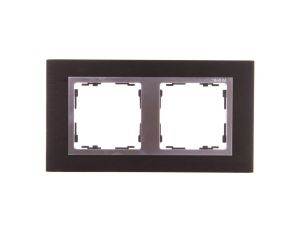 Simon 82 Ramka podwójna pozioma metalowa inox czarny/ ramka pośrednia aluminium 82927-38