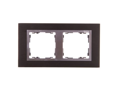 Simon 82 Ramka podwójna pozioma metalowa inox czarny/ ramka pośrednia aluminium 82927-38