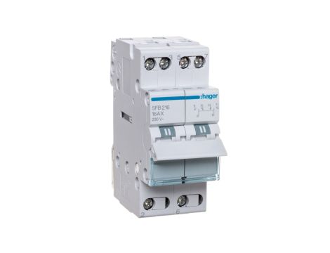 Przełącznik modułowy zasilania I-0-II (sieć-agregat) 16A 2P SFB216