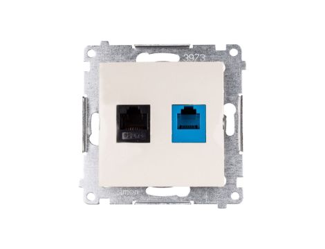 Simon 54 Gniazdo teleinformatyczne RJ45 kat.5e + RJ12 kremowe D5T.01/41