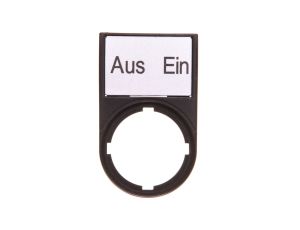 Tabliczka opisowa AUS-EIN 50x30mm czarna 22mm prostokątna M22S-ST-D10 216490 /10szt./
