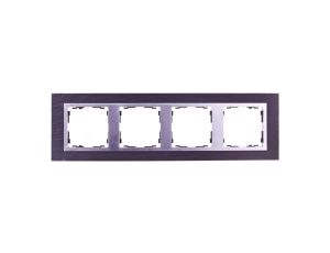 Simon 82 Ramka poczwórna pozioma kamień łupek/ ramka pośrednia aluminium mat 82947-63