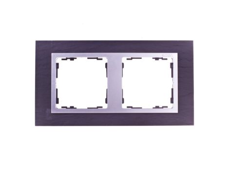 Simon 82 Ramka podwójna pozioma łupek/ ramka pośrednia aluminium mat 82927-63