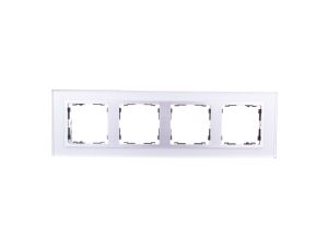 Simon 82 Ramka poczwórna pozioma szklana srebro/ ramka pośrednia aluminium mat 82947-62