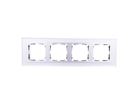 Simon 82 Ramka poczwórna pozioma szklana srebro/ ramka pośrednia aluminium mat 82947-62
