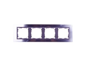Simon 82 Ramka poczwórna pozioma metalowa stal inox/ ramka pośrednia grafitowa 82847-37