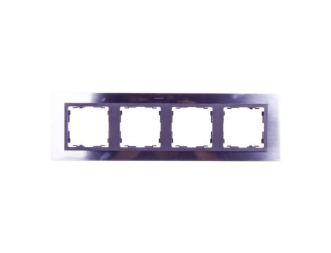 Simon 82 Ramka poczwórna pozioma metalowa stal inox/ ramka pośrednia grafitowa 82847-37