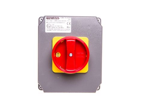 Łącznik krzywkowy awaryjny 63A Strefa 22(D) ATEX 4P w puszce aluminiowej GW70478