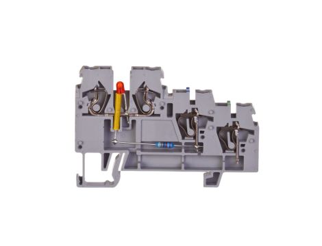 Złączka szynowa 3-przewodowa z LED 2,5mm2 do elementów wykonawczych typu PNP szara 270-572/281-434 /50szt./