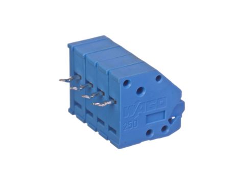 Listwa zaciskowa do płytek drukowanych 4-torowa z przyciskami i otworem pomiarowym do 1,3mm niebieska 250-104/000-006 /75szt./