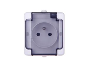 BRYZA Gniazdo hermetyczne pojedyncze z/u IP54 z klapką dymną białe 181432 /20szt./