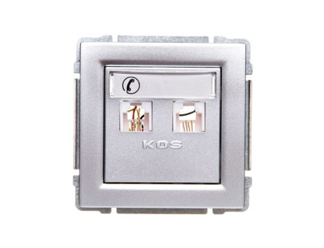 KOS66 Gniazdo telefoniczne podwójne 2xRJ11 aluminium 664064