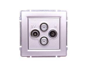KOS66 Gniazdo antenowe podwójne TV/SAT/SAT aluminium 664078