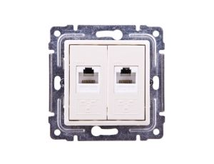 VENA Gniazdo komputerowe podwójne 2xRJ45 kat.5e nieekranowane krem 510367