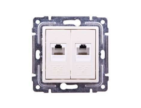 VENA Gniazdo komputerowe podwójne 2xRJ45 kat.5e nieekranowane krem 510367