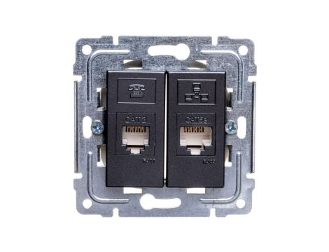 DANTE Gniazdo teleinformatyczne RJ45 kat.5e nieekranowane + RJ11 grafit 456069