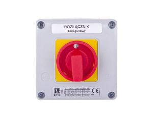 Łącznik krzywkowy 0-1 10A 4P w obudowie żółto-czerwony SK10-2.8210OB12ZC