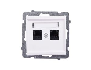 SONATA Gniazdo komputerowe podwójne 2xRJ45 kat.5e ecru KRONE GPK-2R/K/m/27