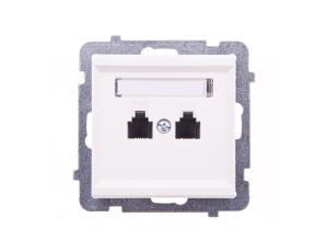 SONATA Gniazdo telefoniczne podwójne RJ11 niezależne ecru GPT-2RN/m/27