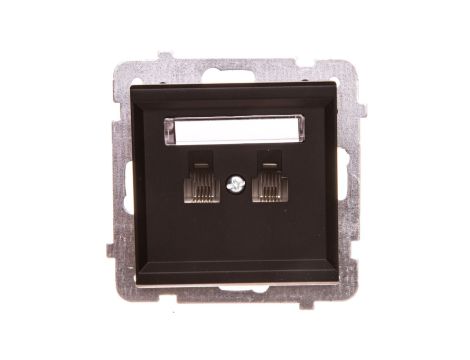SONATA Gniazdo telefoniczne podwójne RJ11 niezależne czarny metalik GPT-2RN/m/33