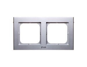 SONATA Ramka podwójna do łączników IP44 srebro mat RH-2R/38