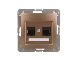 IMPRESJA Gniazdo komputerowe podwójne RJ45 kat.5e MMC złoty metalik GPK-2Y/K/m/28