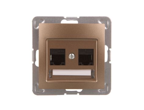 IMPRESJA Gniazdo komputerowe podwójne RJ45 kat.5e MMC złoty metalik GPK-2Y/K/m/28