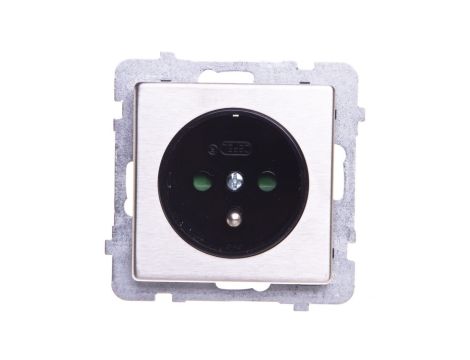 SONATA Gniazdo pojedyncze z/u z przesłonami stal inox GP-1RMZP/m/37