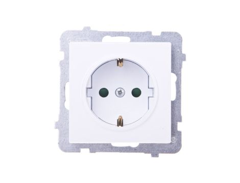 SONATA Gniazdo pojedyncze z/u Schuko z przesłonami białe GP-1RSP/m/00