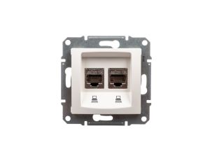 Sedna Gniazdo komputerowe podwójne RJ45 kat.5e STP kremowe SDN4600123