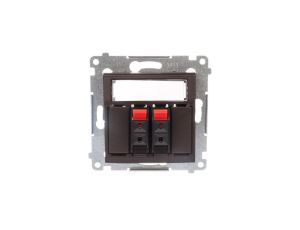 Simon 54 Gniazdo głośnikowe podwójne z polem opisowym brąz mat DGL32.01/46