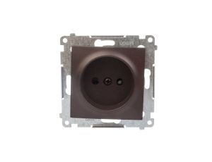 Simon 54 Gniazdo pojedyncze b/u 16A IP20 z przesłoną torów brąz mat DG1Z.01/46