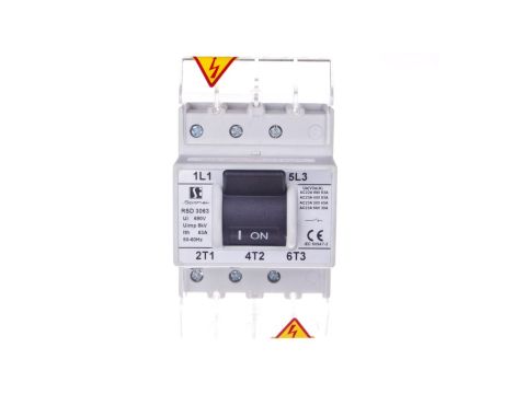 Rozłącznik 63A 3P dzwigmia żółto-czerwone RSD-3063W02
