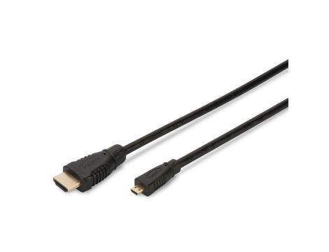 Kabel połączeniowy microHDMI Highspeed 1.4 Eth. GOLD Typ HDMI A/HDMI D, M/M czarny 1m AK-330109-010-S AK-330109-010-S