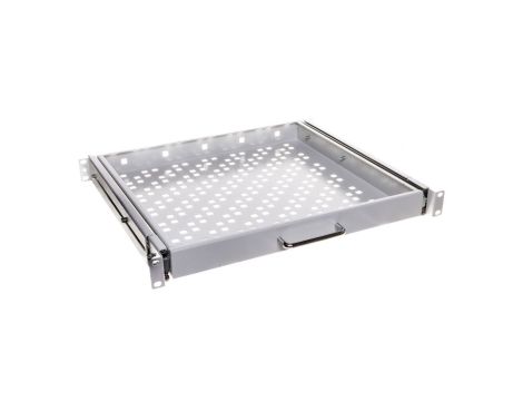 Półka 19 cali 1U głębokość 400mm regulacja +/-200mm wysuwana RAL7035 19-0055S