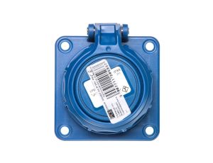 Gniazdo tablicowe /pokrywa na zawiasach/ 10/16A 2P+Z 230V /75x75/ niebieskie IP68 NAUTILUS 20342-8b
