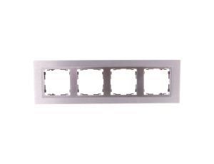 Simon 82 Ramka poczwórna pozioma metalowa inox mat/ramka pośrednia aluminium mat 82947-34