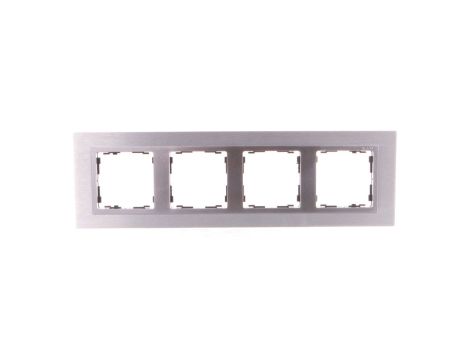 Simon 82 Ramka poczwórna pozioma metalowa inox mat/ramka pośrednia aluminium mat 82947-34