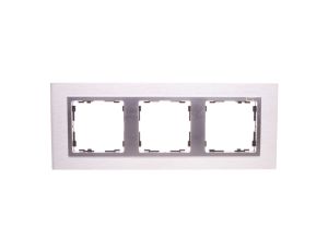 Simon 82 Ramka potrójna pozioma metalowa inox mat/ ramka pośrednia aluminium mat 82937-34
