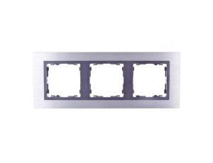Simon 82 Ramka potrójna pozioma metalowa inox mat/ ramka pośrednia grafit 82837-31