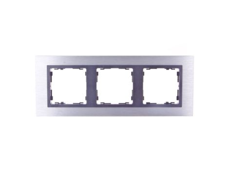 Simon 82 Ramka potrójna pozioma metalowa inox mat/ ramka pośrednia grafit 82837-31