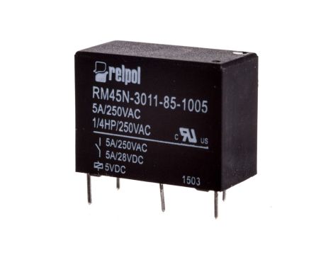 Przekaźniki miniaturowy 1P 5A 5V DC PCB RM45N-3011-85-1005 2614957