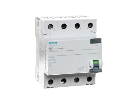 Wyłącznik różnicowoprądowy 4P 80A 0,03A Typ AC 30mA 400V SENTRON 5SV4347-0