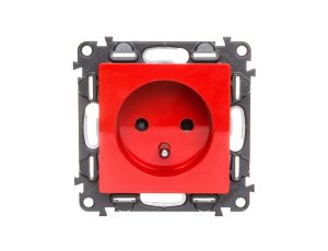 VALENA LIFE Gniazdo pojedyncze z/u 2P+Z czerwone 753189